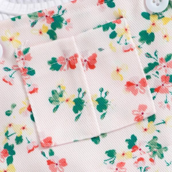 GIRLS 2PCS SET TOP + DUNGAREE SHORTS SET OCT023 - Image 4