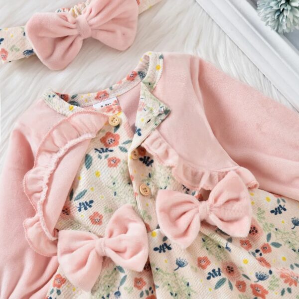 GIRLS DRESS+SWEATER SET PINK FLORAL OCT025 - Image 3