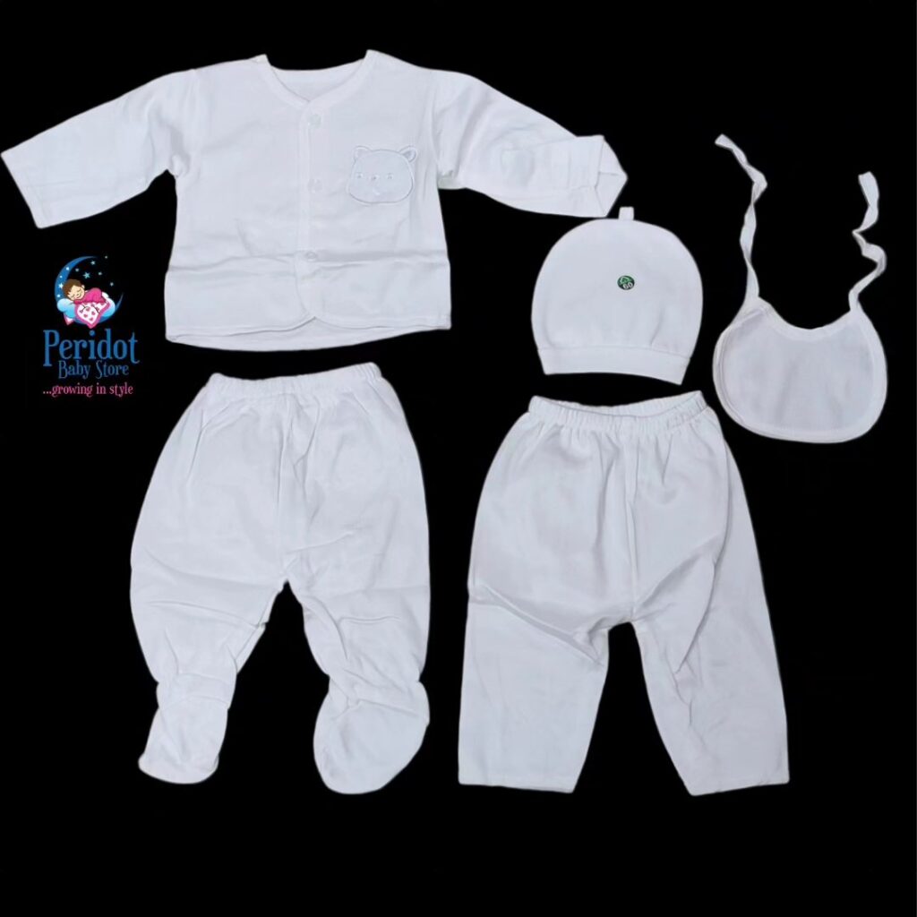 5PC UNISEX RECEIVING SET-PLAIN WHITE