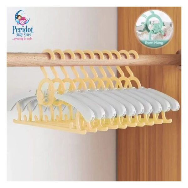BABY BEAR EXTENDABLE STACKABLE HANGERS- YELLOW 10PCS