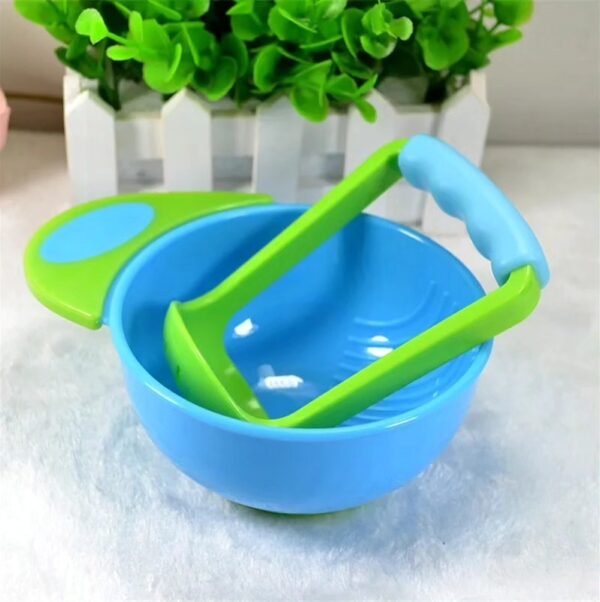 BOWL & MASHER SET-BLUE GREEN
