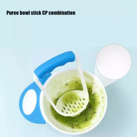 BOWL & MASHER SET-WHITE BLUE