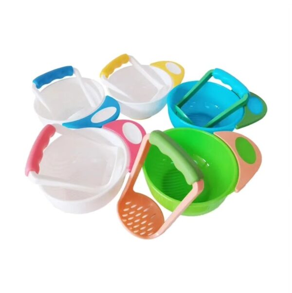 BOWL & MASHER SET-WHITE GREEN