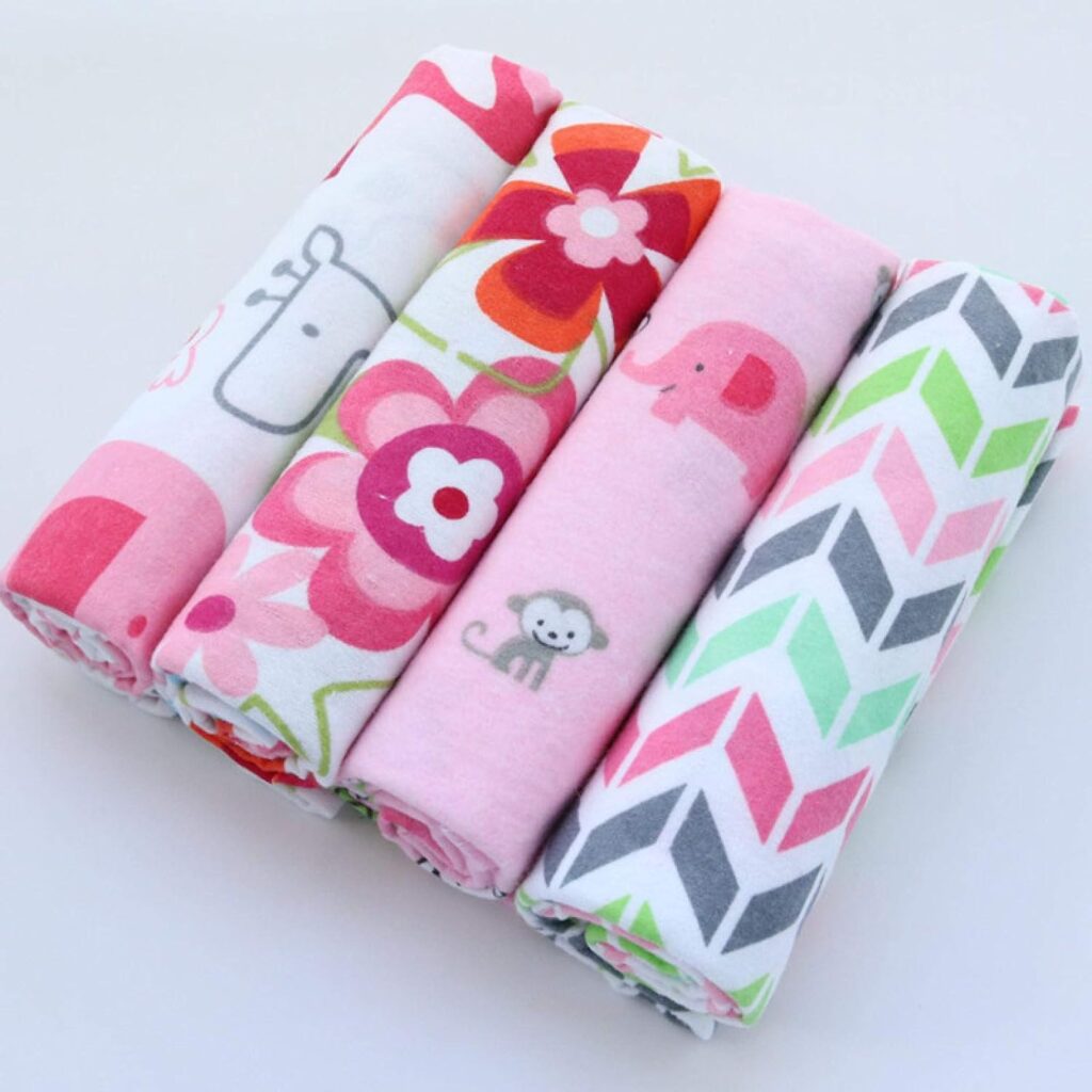4pcs Cotton Multipurpose Baby Flannel / Receiving Blanket-GIRL THEME