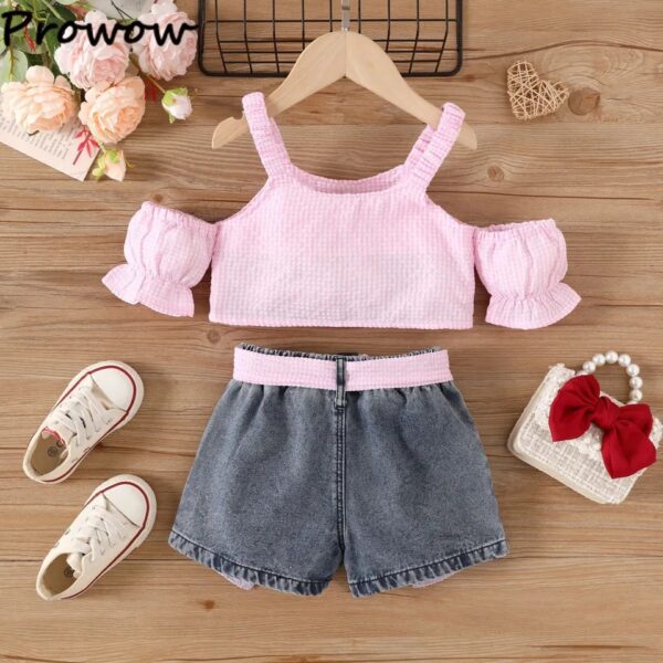 GIRLS 2PCS SHORT SET PINK BLUE OCT005