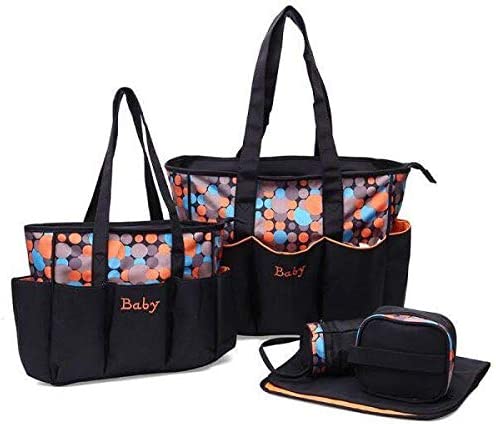 5IN1 ORANGE POLKA DOT DIAPER BAG